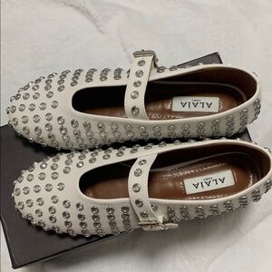 Alaia White Studded Ankle Booties